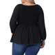 thumbnail image 3 of Blusa de Chiffon para Mujer Agnes Orinda Talla Grande con Cuello Redondo, Manga Larga y Peplum, 1X Negra, 3 of 6