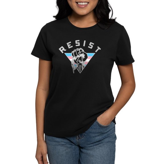 CafePress - Resist Trans Flag Women's Dark T Shirt - Women's Traditional Fit Dark T-Shirt