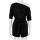 thumbnail image 1 of Gibobby pantalones de yoga Mono corto informal con volantes y hombros descubiertos para mujer(Negro， M), 1 of 5