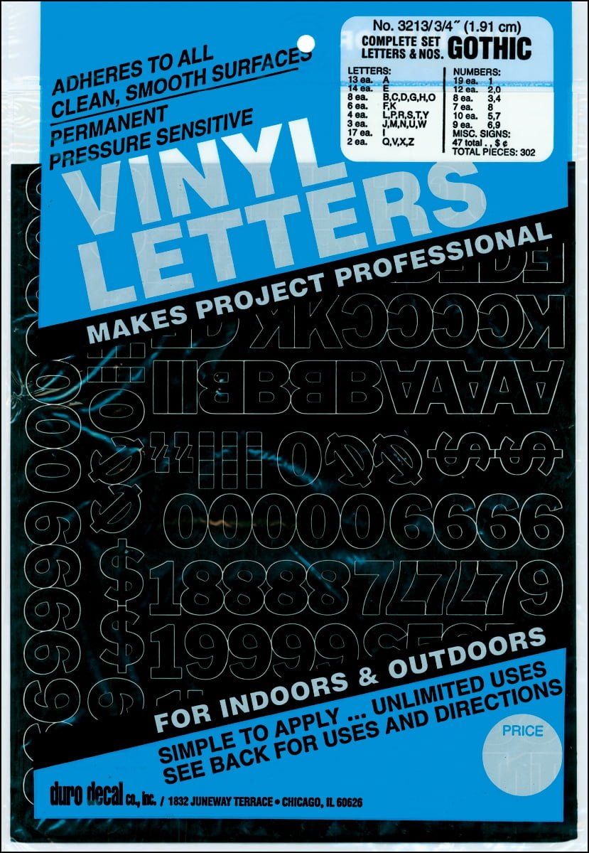 Permanent Adhesive Vinyl Letters & Numbers .75' 302/pkg-black