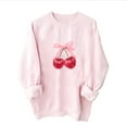 thumbnail image 5 of YUGYXL Womens Oversized Sweatshirts Casual Crewneck Long Sleeve Shirts Bow Cherry Printed Outfits Fall Comfy Clothes Pink M, 5 of 7
