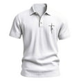 thumbnail image 5 of ZQUUVOU Men's T-Shirt Cotton Linen Solid Color Casual Short Sleeve Button Collar Pocket Shirts (White,S), 5 of 9