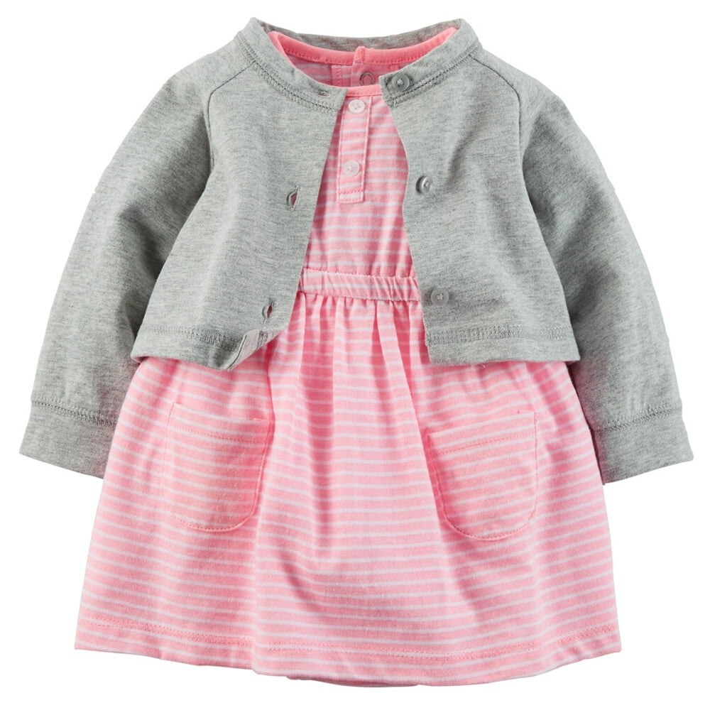 Carter's Carters Baby Girls 2Piece Bodysuit Dress & Cardigan Set