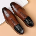 thumbnail image 5 of Tawop Dress Shoes Men Faux Leather Casual Comfy Fashion Lace Up Hollow Oxfords Brown Size:5.5, 5 of 7