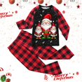 thumbnail image 4 of Family Christmas Pajamas Matching Sets Casual Graphic Santa Printed Plaid Long Sleeve and Pants Outfits Cozy PJ Loungewear Kids Black 5Y, 4 of 5