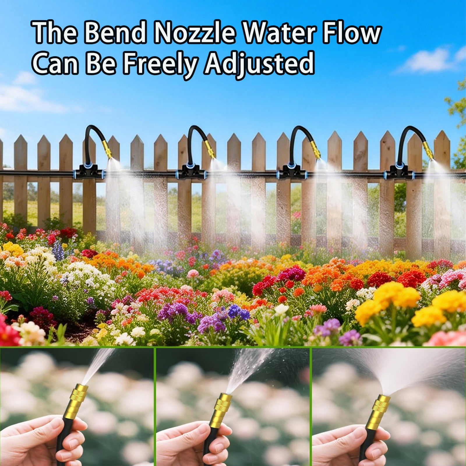 100Ft Drip Irrigation System Kit, Automatic Drip Irrigation Kit with 16pcs Adjustable Copper Nozzles,Automatic Atomizing Watering Sprinkler System for Outdoor,Raisedbed,Lawn,Greenhouse