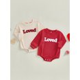 thumbnail image 3 of BemeyourBBs Newborn Baby Girl Boy Valentine Day Outfit Bubble Romper Loved Letter Embroidery Long Sleeve Bodysuit Fall Spring Clothes, 3 of 9