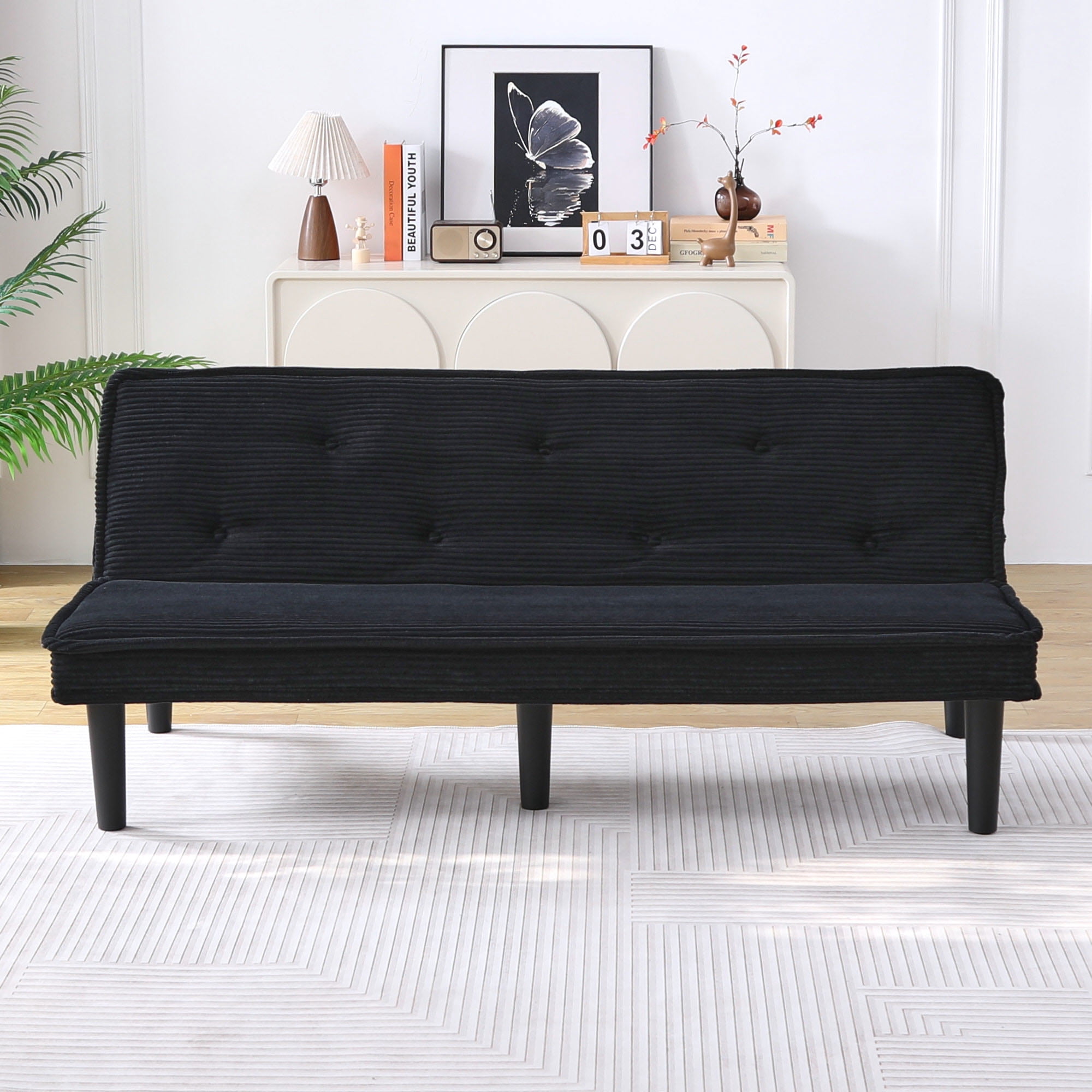 Euroco Corduroy Accent Chair with Button-Tufted Backrest – Modern Upholstered sofa bed for Living Room or Bedroom