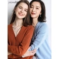 thumbnail image 3 of YSZWDBLX-cárdigans de una sola botonadura para mujer, suéter de punto liso con cuello en V, cárdigans blancos ajustados para mujer, ropa de abrigo informal, 3 of 5