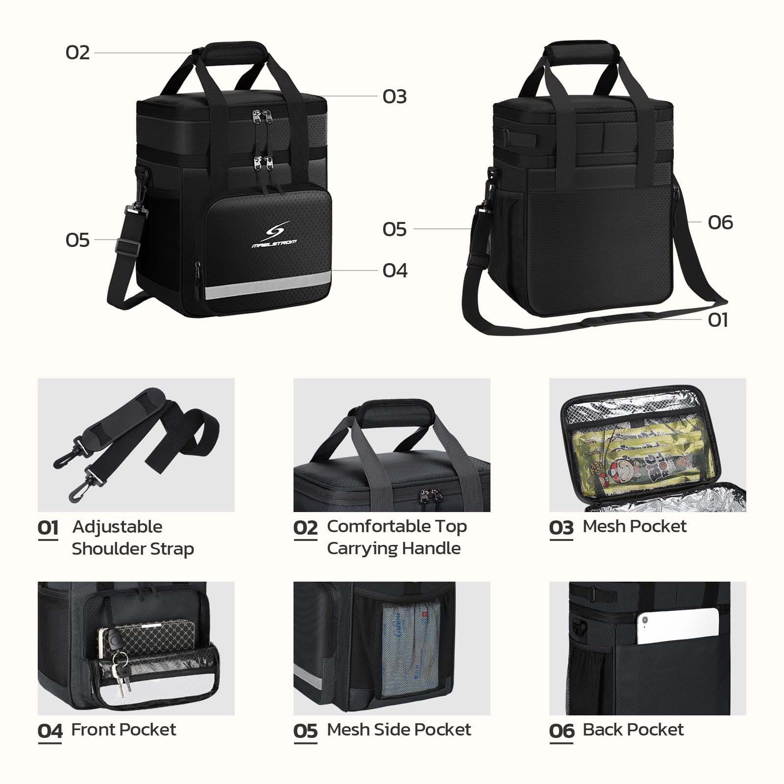 Maelstrom Lunch Box for Men,Insulated Lunch Bag Women/Men,Leakproof Lunch Cooler Bag, Lunch Tote Bag