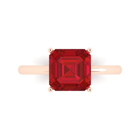 Solitaire Engagement Ring for Women - 2.5ct Simulated Pink Tourmaline in 18K Rose Gold Promise Ring