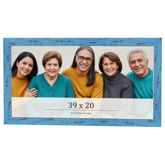 39x20 Frame Blue Solid Wood Picture Frame Width 1.125 Inches | Interior Frame Depth 0.5 Inches |