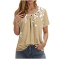 thumbnail image 1 of Camisetas de Cuello Redondo Impreso Gradiente de las Mujeres, Manga Corta Casual Top para el Uso Diario, 1 of 7