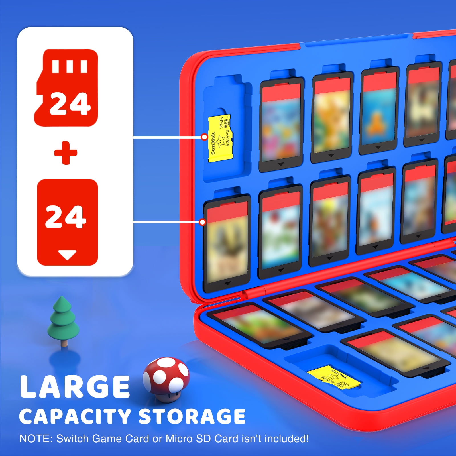 Ninjaabxy Switch Game Card Case Holder with 24 Game & Micro SD
