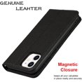 thumbnail image 5 of for iPhone 11 Wallet Case with RFID Blocking Card Slots Holder and Wrist Strap,Flip Folio Magnetic Closure,Kickstand,Genuine Leather Cover Case for iPhone 11 6.1",Pure Black, 5 of 8