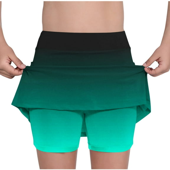 Cowsor Girls Skort Tummy Control Plus Size Skorts for Women High Waist Athletic Sports Pants Skirt Casual Shorts