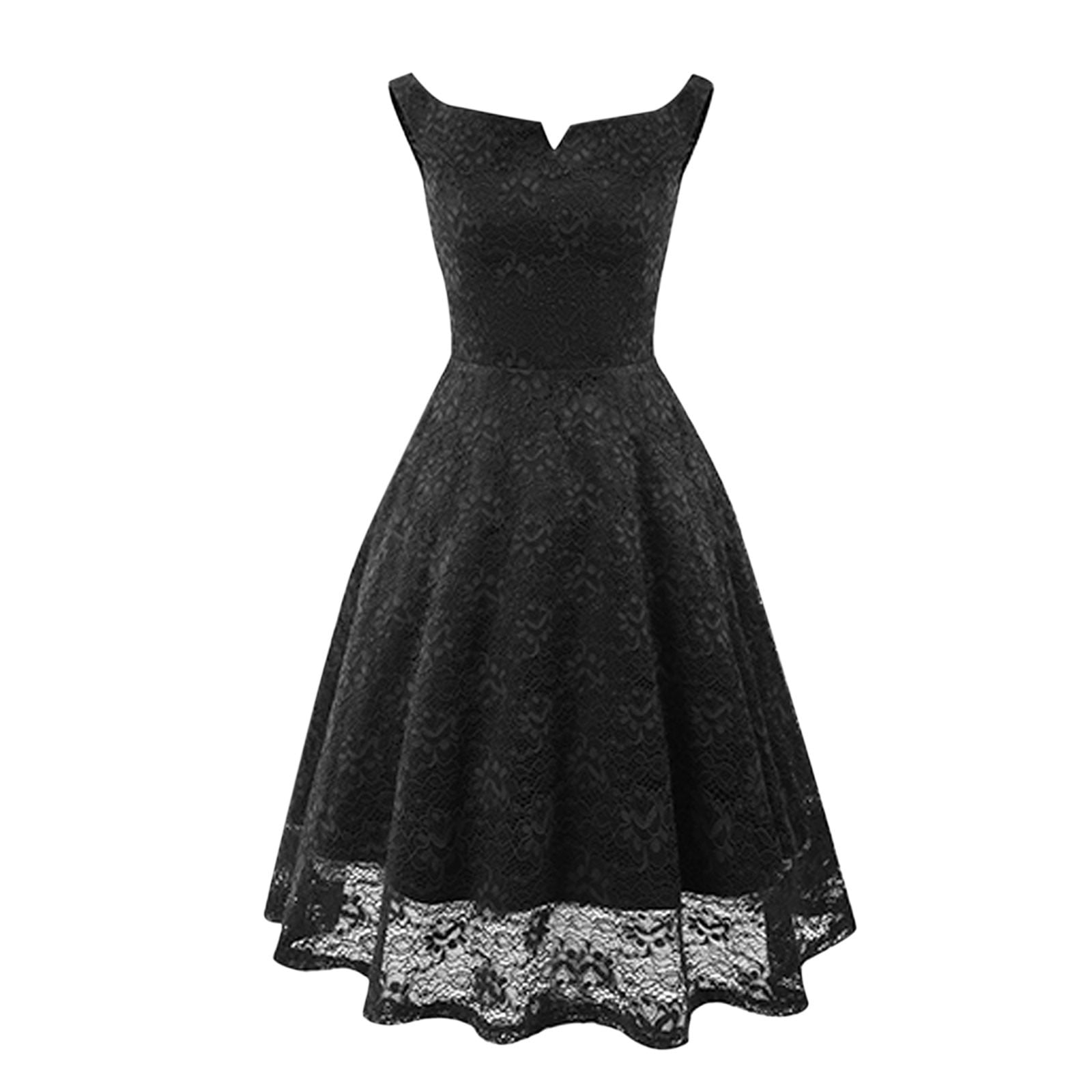 Women's Floral Lace Cocktail Dress Sleeveless A-Line Swing Formal Dress ...