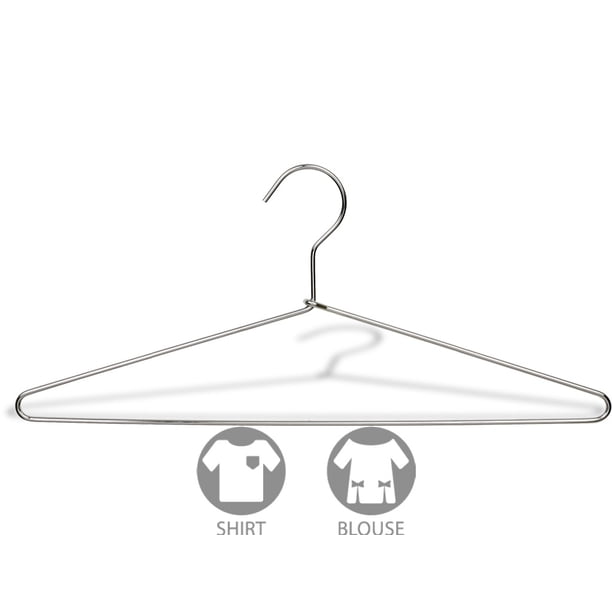 Slim Metal Suit Hanger, Box of 50 Thin and Strong Chrome Top Hangers