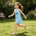 thumbnail image 3 of Zpanxa Girls Summer Dress Girl's Casual Sundress Floral Print Sleeveless Round Neck Dresses Blue 4 Years, 3 of 5
