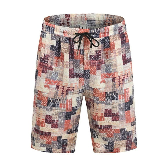 TopLLC Mens Shorts, Mens Pants Shorts Men's Ethnic Printed Linen Cotton Multi-Pocket Overalls Shorts Fashion Pant