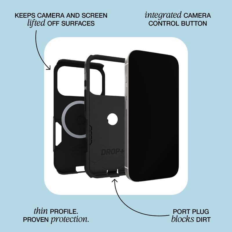 OtterBox iPhone 17 Pro (Only) Bundle: Commuter Series MagSafe Case & Screen Protector - Grey Comfort (Beige) - Built-in magnets - Thin & Protective - with Port Protection - Non-Retail Packaging