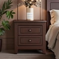 thumbnail image 2 of GZXS 2-Drawer Solid Wood Nightstand in Dark Walnut, Rustic Farmhouse Bedside Table for Bedroom and Living Room, 19.3"L x 15.6"W x 19.7"H, 2 of 7