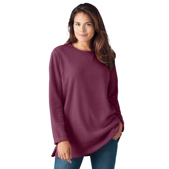 Woman Within Plus Size Crewneck Ultra Soft Sherpa Sweatshirt