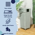 thumbnail image 3 of happimess Keaton Modern 24.13-Gallon All-Weather Wicker/Metal Lidded Hideaway Outdoor Trash Can, Mint Blue/White, HPM1203C, 3 of 9