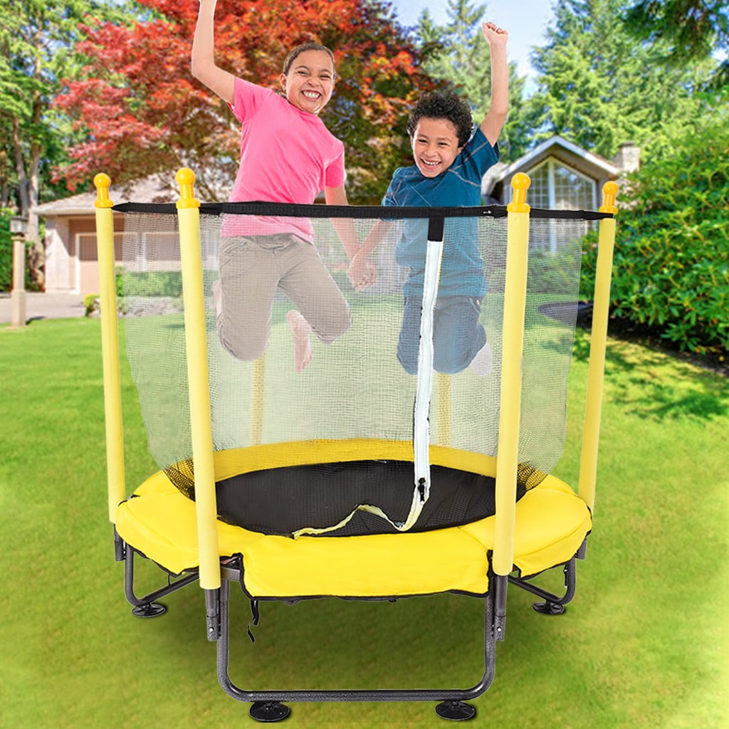 Lmtime 50In Kids Trampoline With Enclosure Net Jumping Mat And Spring Cover Padding