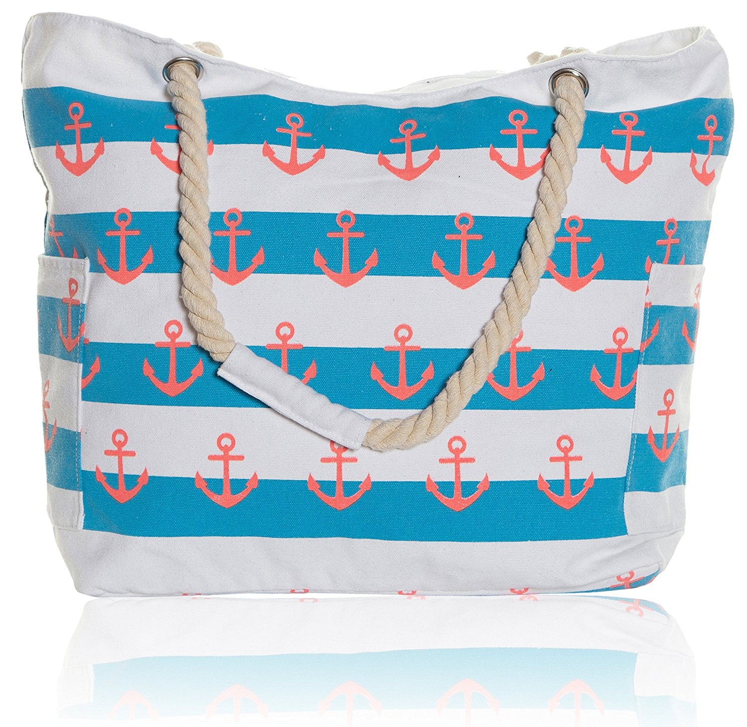 Pier 17 Extra Large Beach Bag - Waterproof Beach Tote Bag - Striped ...