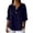 Dark Blue, variant on Summer Henley Shirts for Women Trendy Rolled-up Short Seleve Tunic Blouse Loose Fit Cute Button V Neck Work Business Blouses Coffee L
