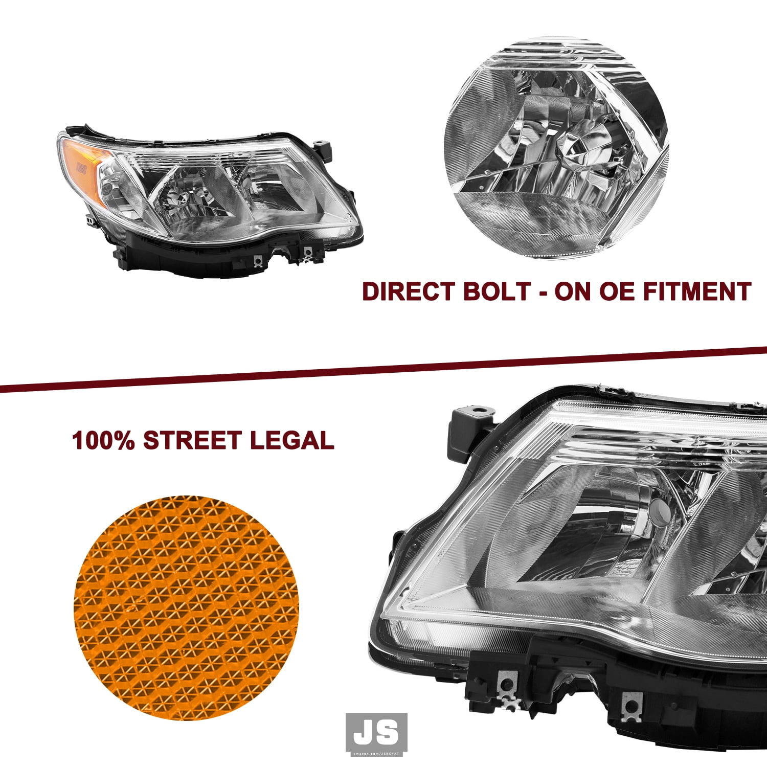 For 2009-2013 Subaru Forester Halogen Headlights Headlamps Assembly Left+Right