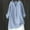 Blue, variant on Up to 65% off Pitauce Women's Tops Solid Color Button Down Cotton Linen Shirts V-Neck Rollable Long Sleeve Summer Tops Plus Size Casual Work Blouse Tops