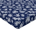 thumbnail image 4 of Ambesonne Floral Fitted Sheet, Garden Night Flowers Asian, Full Size, Navy Blue and White, 4 of 5
