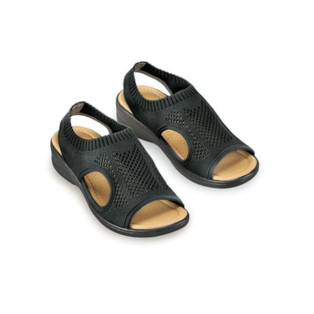 

Collections Etc Cushioned Insole Open Weave Stretch Slip-on Sandals | Polyester Skid-Resistant