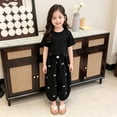 thumbnail image 2 of CAIVO Child Girls Casual Jogger Sweatpants With Bow Print Style Comfortable Elastic Waist Soft Blend Pants For Daily Wear Comfort Summer Trousers, 2 of 3