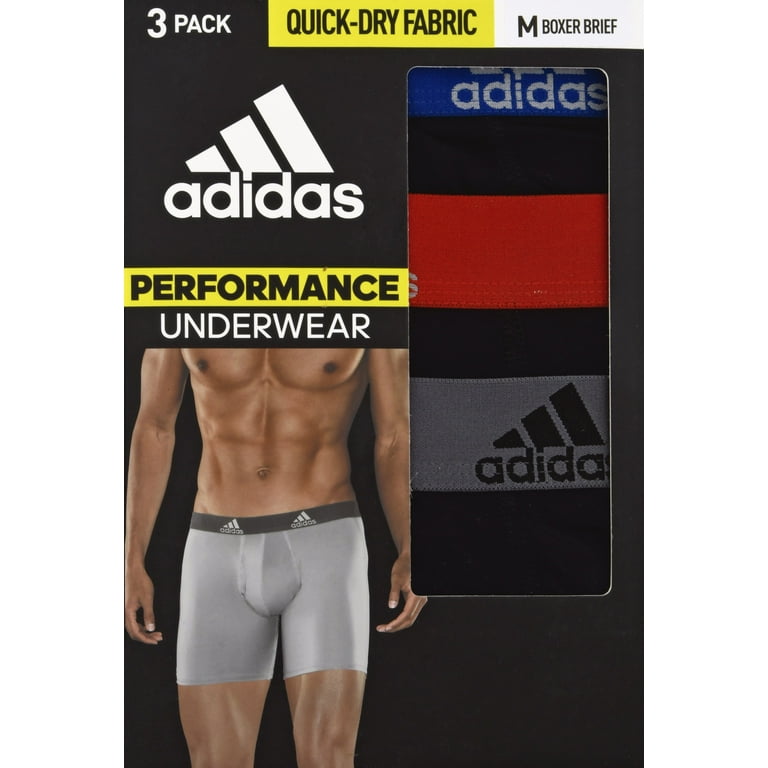 Adidas Men's Performance Boxer Brief Underwear (3-Pack) - Black/Royal/Red