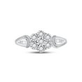 thumbnail image 2 of Sterling Silver Womens Round Diamond Flower Cluster Ring 1/10 Cttw, 2 of 4
