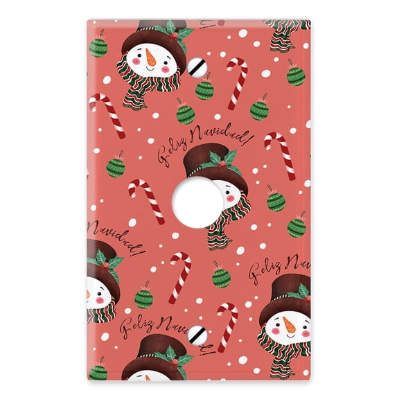 WIRESTER 1-Gang 0.406-Inch Hole Device Telephone/Cable Blank Receptable Wall Plate Cover, Snowman Sugar Cane Christmas