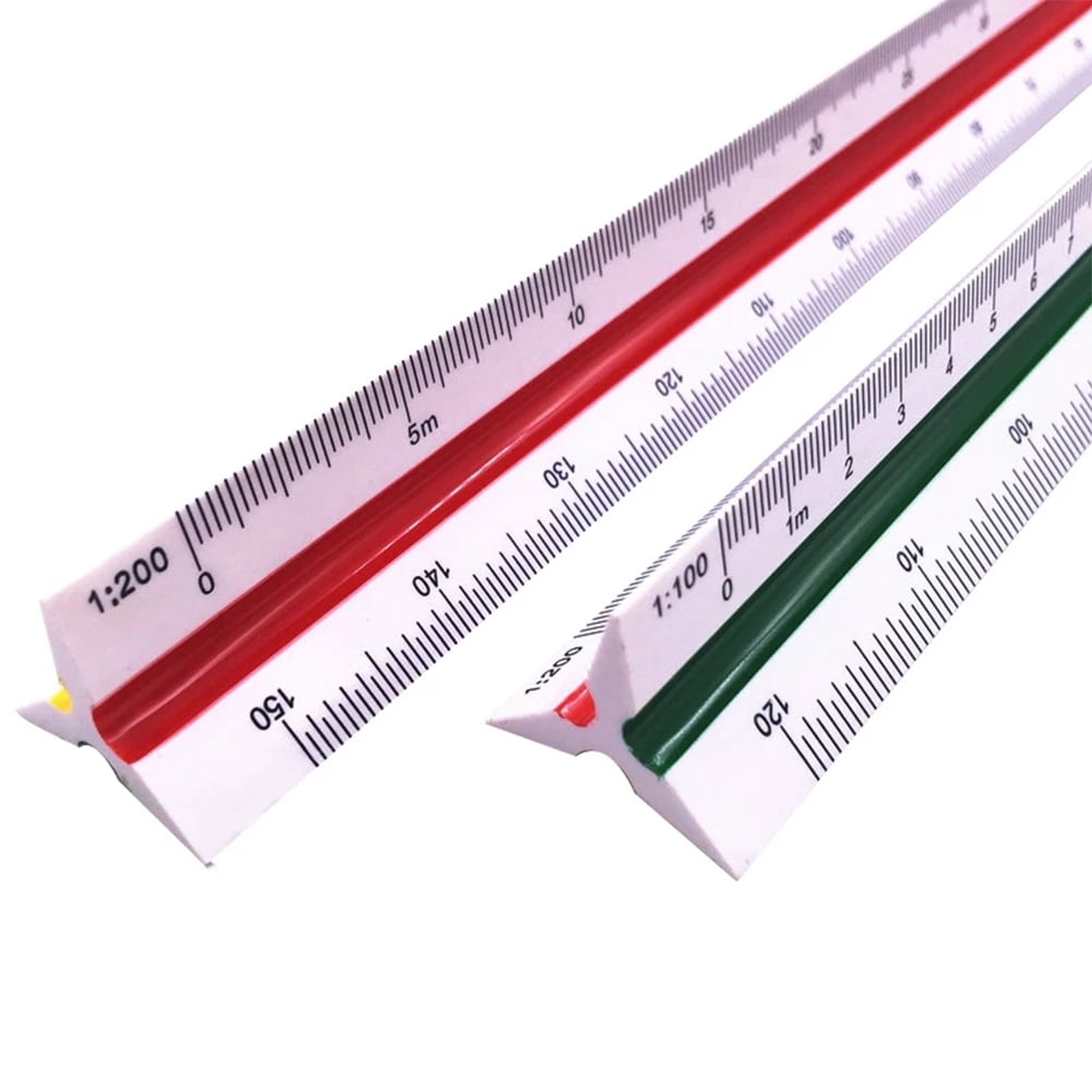 Règle Triangulaire Aluminium 30cm - 6 Échelles Métriques (1:100 à 1:500) - Gravure Laser - Noire