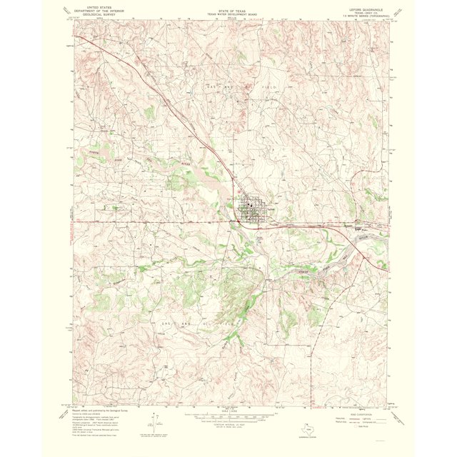 Topo Map Lefors Texas Quad USGS 1969 23.00 x 28.10 Matte Art
