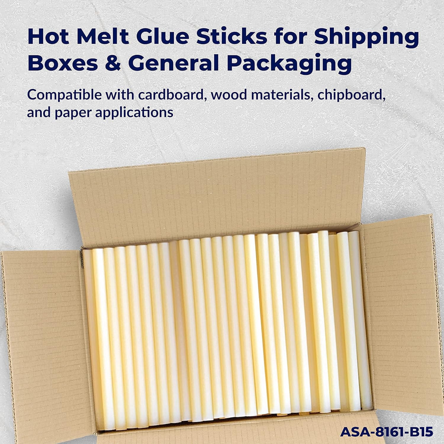 ASA 5/8" x 15" Hot Glue Sticks | High-Strength Bond for Packaging & Wood | 25 lb Pack, 185 Sticks