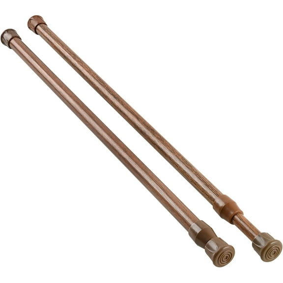 GHGSDH-2 Pack Small Spring Tension Curtain Rod 16 to 28 Inch, Tension Rods No Drill for Window Cupboard Closet,Oak