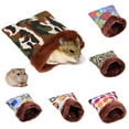 thumbnail image 1 of Flmtop Animaux de Compagnie Hamster Lapin Point Cœur Imprimé Lit Chaud d'Hiver Tapis Maison Sac en Peluche Nids, 1 of 9