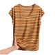 thumbnail image 1 of Pijama de manga corta para mujer, informal, holgado, a rayas, con cuello redondo, de verano, fino, de poliéster, 1 of 2