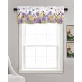 thumbnail image 3 of Purple Flower Linen Curtain Valance for Bedroom/Bathroom/Kitchen/Office/Living/Dining Room Window,Yellow Botanical Plant Herb Animal Birds Rod Pocket Topper Decorative Cafe Drapes Panel 60"x18", 3 of 6