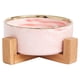 thumbnail image 1 of Cuenco de cerámica de mármol para gatos y perros con soporte de madera, antiderrames, comedero de agua para mascotas, gatos y perros pequeños., 1 of 5