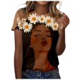 thumbnail image 1 of TSADFHJI Débardeurs pour Femmes Mode Décontractée Célébration Femmes Noir Liberté Col Rond T-Shirt Manches Courtes P Blanc, 1 of 5