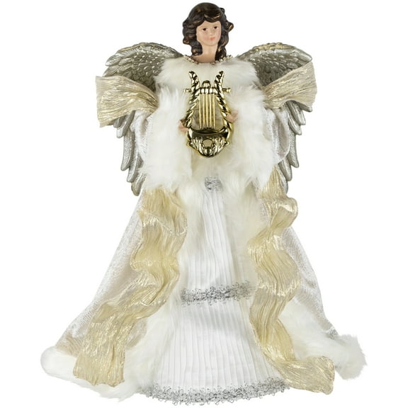 Northlight 18" White and Silver Angel Christmas Tree Topper, Unlit