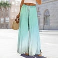thumbnail image 3 of Women's Side Slit Ombre Wide Leg Pants, Flowing Casual Trousers with Gradient Color and Split Hem, Loose Comfortable Pocket Design for Beach Wear and Four-Season Daily Use Mint Green XXL, 3 of 7